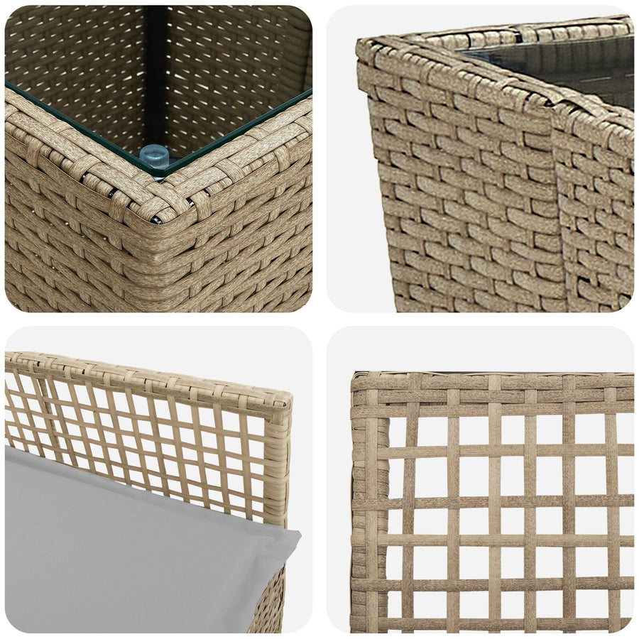 3-Delige Tuin Bistro Set Met Kussens Beige Poly Rattan