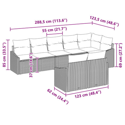 8 Delige Tuin Eetset Met Kussens Beige Poly Rattan