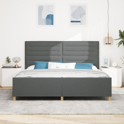 Donkergrijze Stof Bedframe 200X200 Cm Crème