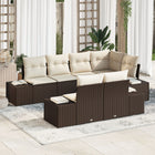 7-piece Garden Dining Set with Storage Brown and Cream Poly Rattan