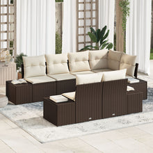 7-Delige Tuin Sofa Set Met Kussens Bruin Poly Rattan