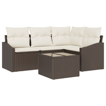 Tuinbankset Set Van 5 Crème, Bruin Synthetisch Riet, Polyester