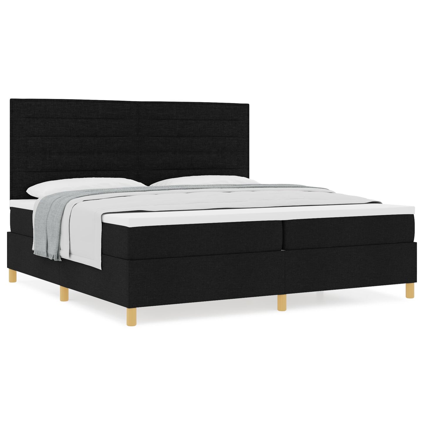 Boxspring Bed Met Matras Zwart 200X200 Cm Stof Blauw