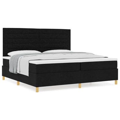 Boxspring Bed Met Matras Zwart 200X200 Cm Stof Blauw