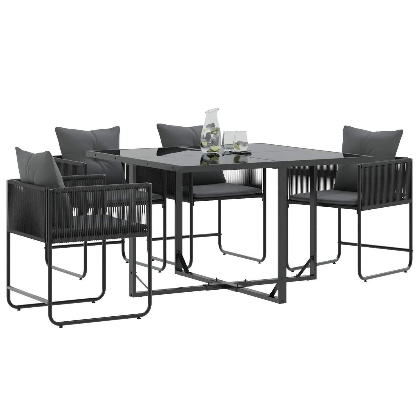 Tuinstoelen Met Kussens 4 Stuks Zwart Poly Rattan