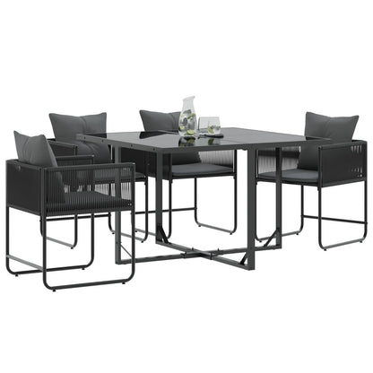 Tuinstoelen Met Kussens 4 Stuks Zwart Poly Rattan