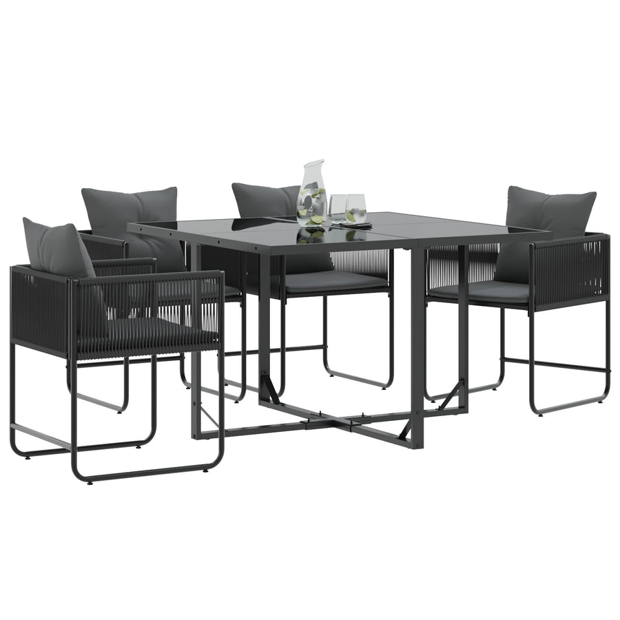 Tuinstoelen Met Kussens 4 Stuks Zwart Poly Rattan