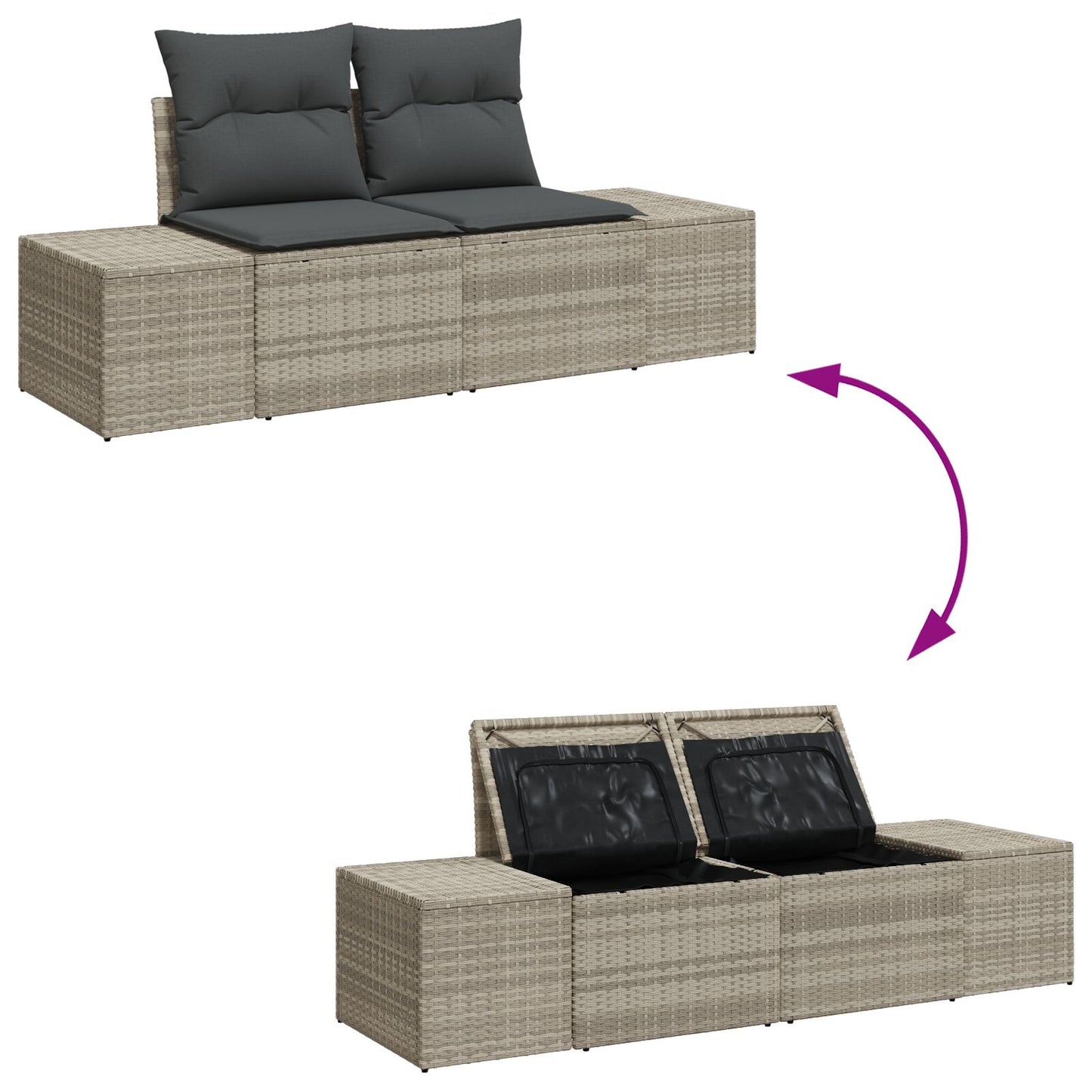 5-Delige Tuin Sofa Set Met Kussens Licht Grijs Poly Rattan Wit
