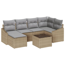 7-Delige Tuin Eettafel Set Met Kussens Zwart Poly Rattan