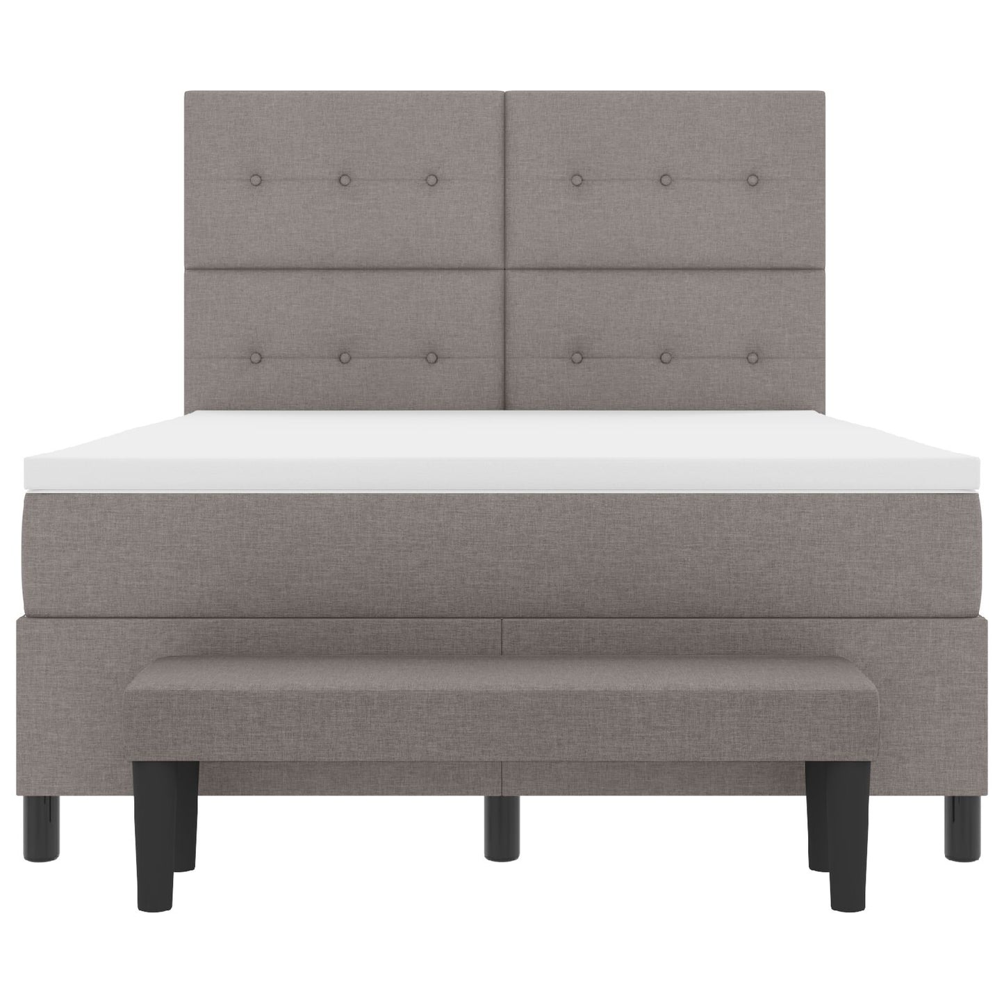 Boxspring Bed Met Matras & Bank Stof Taupe 140 x 190 cm Knoop gestoffeerd