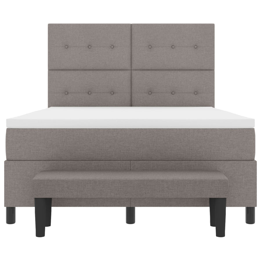 Boxspring Bed Met Matras & Bank Stof Taupe 140 x 190 cm Knoop gestoffeerd