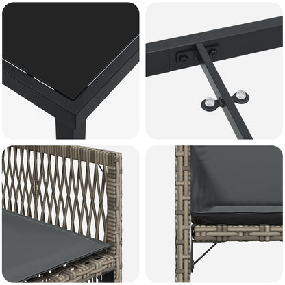 5-Delige Tuin Eettafelset Met Kussens Grijs Poly Rattan