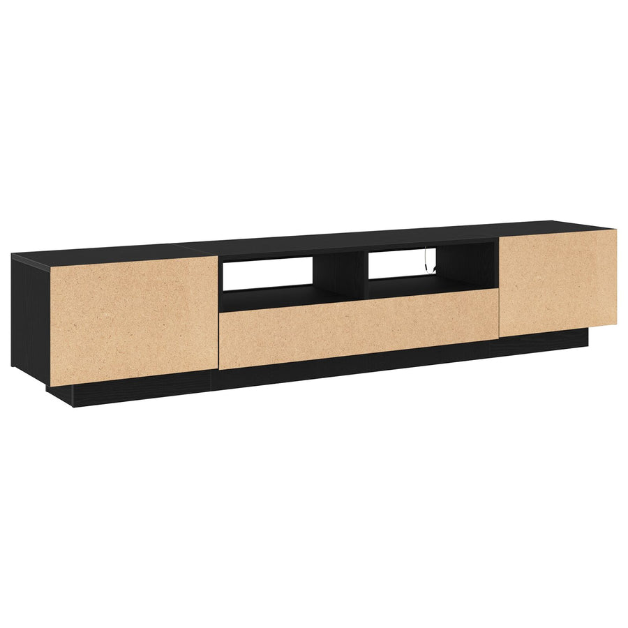 Tv-Kast Met Led-Verlichting - Zwart Eiken 200X35X40 Cm - Bewerkt Hout