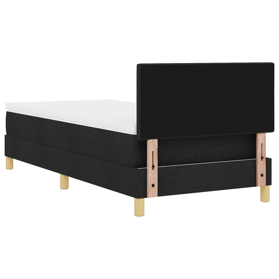 Boxspring Bed Met Matras Stof Zwart 90 x 200 cm Knopgenopte