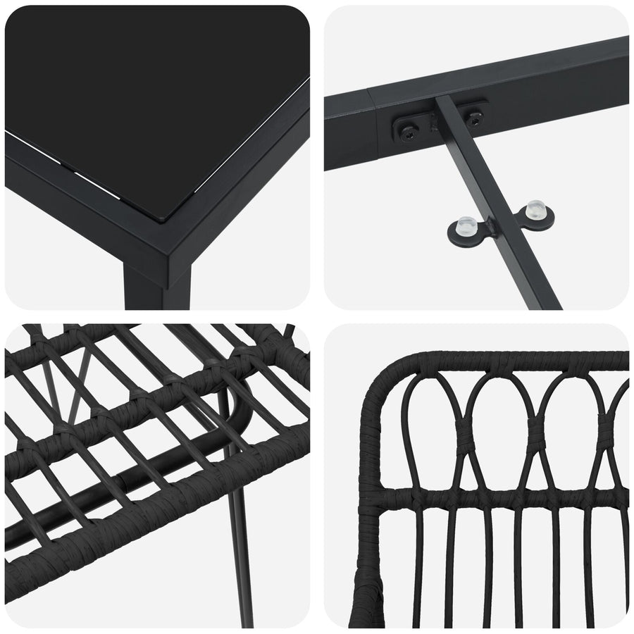 5-Delige Tuin Eetset Zwart Poly Rattan