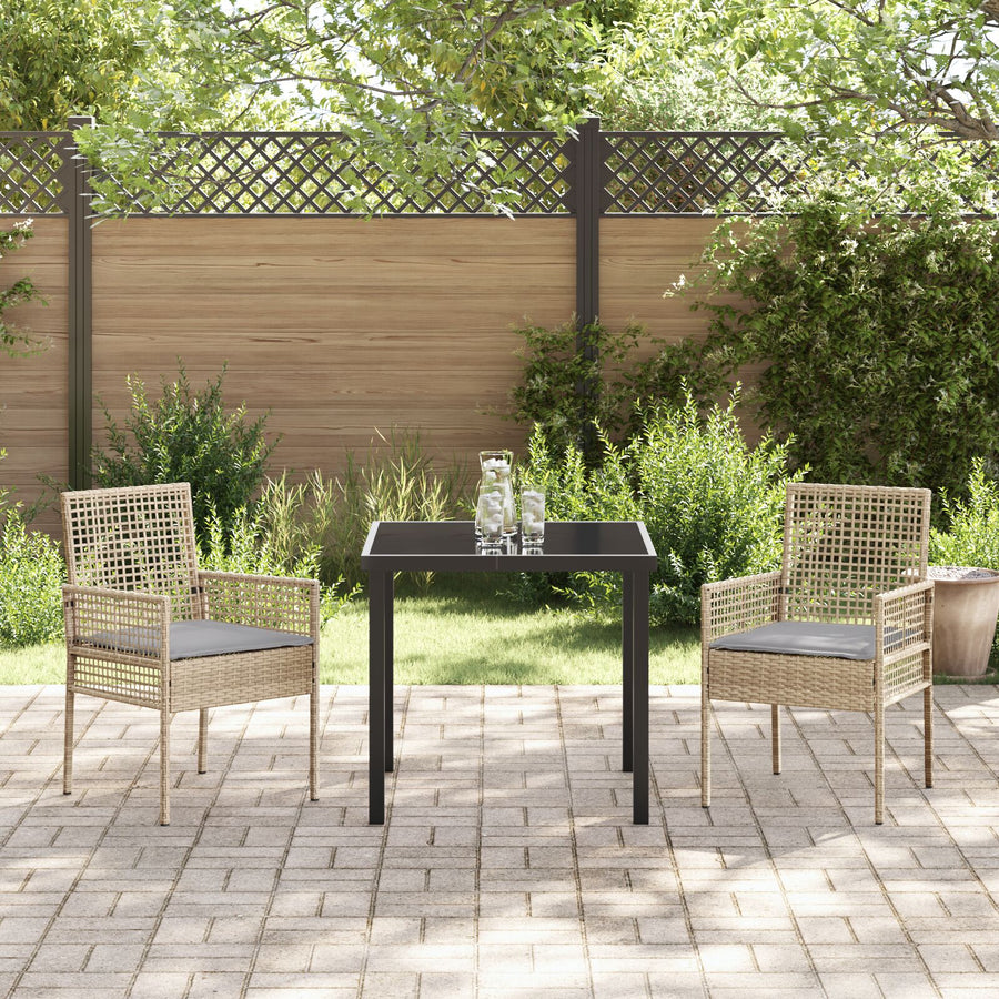 Tuinstoelen 2 Stuks Met Kussens Poly Rattan Gemengd beige en lichtgrijs