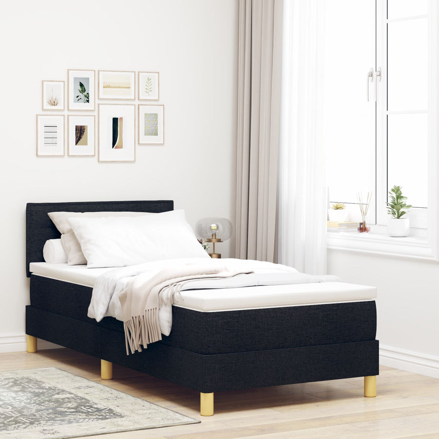 Boxspringbed Met Matras Stof Zwart 90 x 190 cm Lijnontwerp