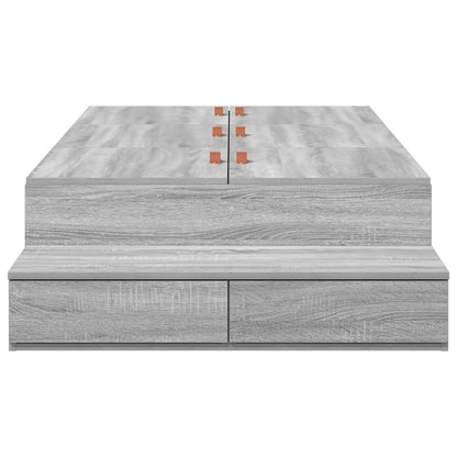 Opbergbedframe Grijs Sonoma Bewerkt Hout 236,5 X 90 X 31,5 Cm Artisanaal Eiken