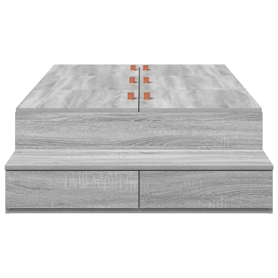 Opbergbedframe Grijs Sonoma Bewerkt Hout 236,5 X 90 X 31,5 Cm Artisanaal Eiken
