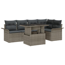 6-Delige Tuin Sofa Set Met Kussens Grijs Poly Rattan
