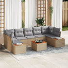 Garden Bench Set with Cushion 8 pcs Beige Poly Rattan