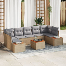 8 Delen Tuin Sofa Set Met Kussens Beige Poly Rattan Acacia
