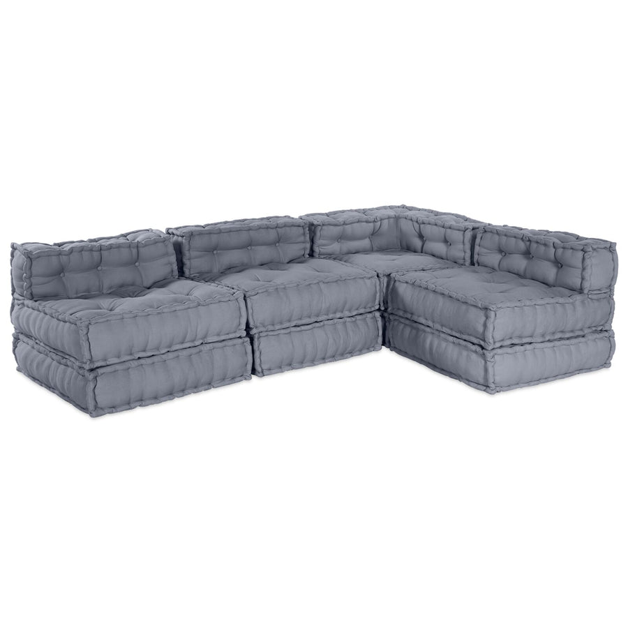 4-Persoons Modulaire Pouffe Bank Omkeerbaar Grijze Stof Grijs 70 x 70 x 54 cm 3x middelgrote + hoek