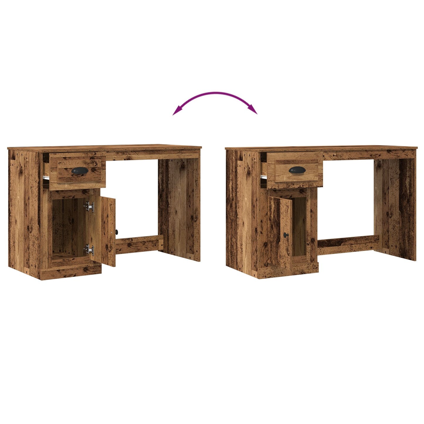 Bureau Met Opslag Oud Hout 50X115X75 Cm Gerecycled Hout Oude hout
