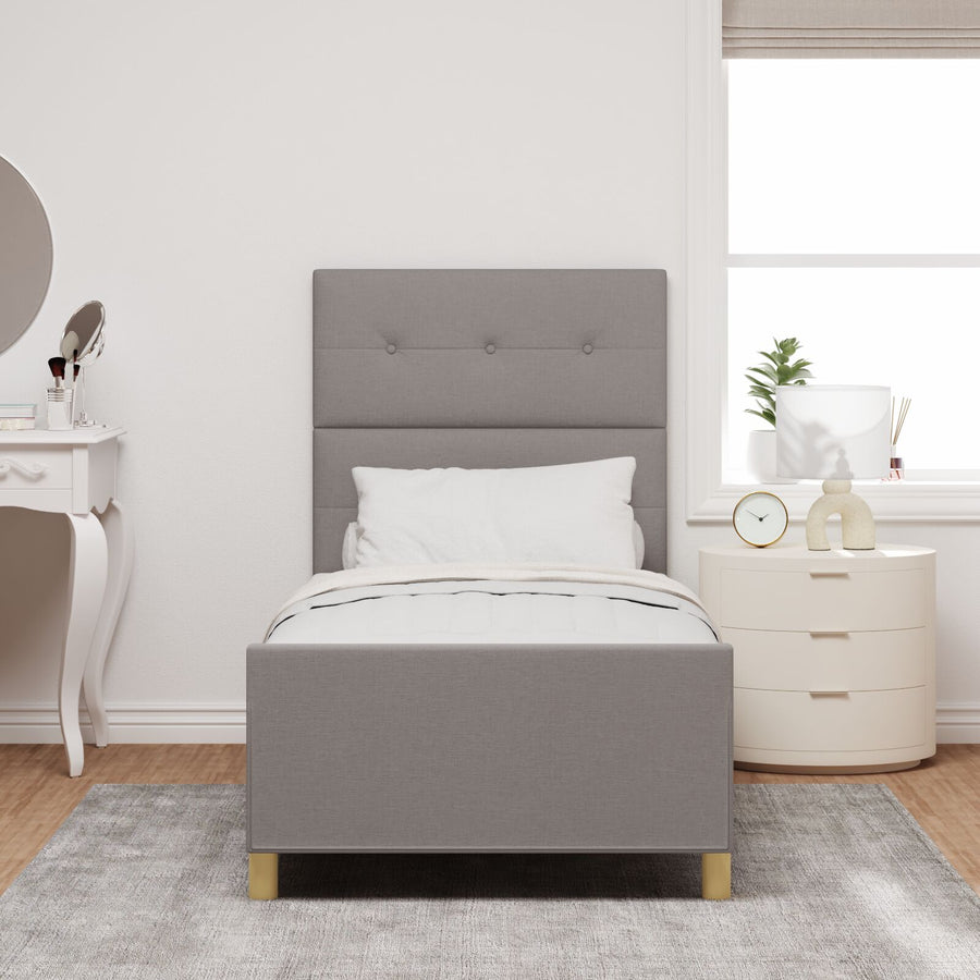 Bed Frame In Taupe, 90X190 Cm, Stof Crème