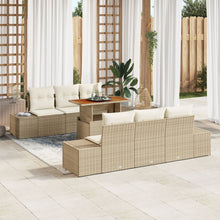 7 Stuk Tuin Sofa Set Met Kussens Beige Poly Rattan