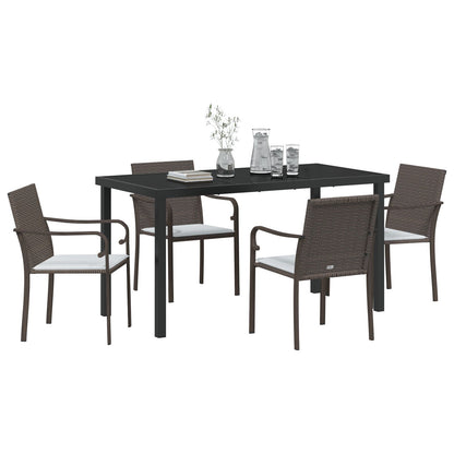 5-Delige Tuinset Met Kussens Poly Rattan 4-Persoons Bruin 140 cm