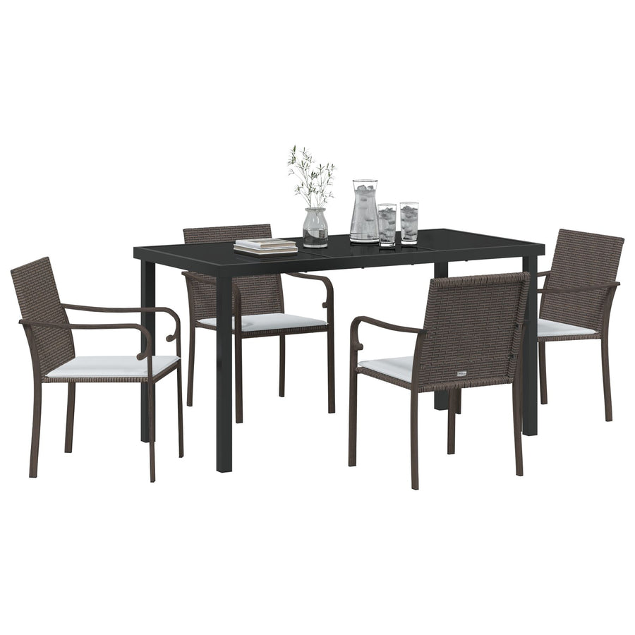 5-Delige Tuinset Met Kussens Poly Rattan 4-Persoons Bruin 140 cm