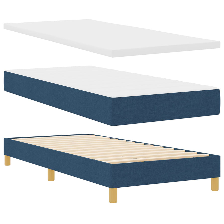 Boxspring Bed Met Matras Stof Blauw 100 x 200 cm Lijnenontwerp