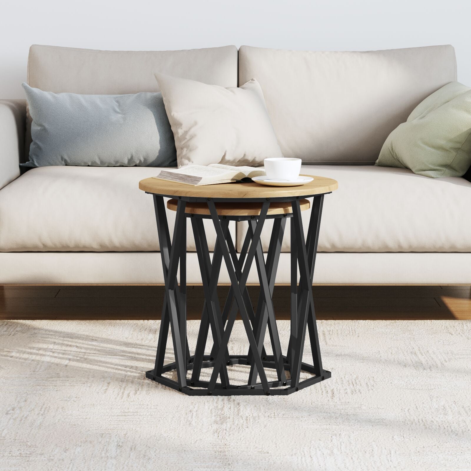 Bijzettafels 2 Stuks Hout Artisan eiken