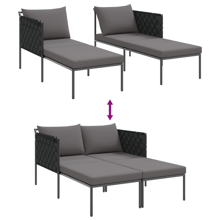 Zonnebed Met Kussens Voor 2 Personen Antraciet 115X153X69,5 Cm Staal Donkergrijs