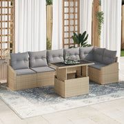 Tuin loungeset 7-delig polyrattan beige grijs