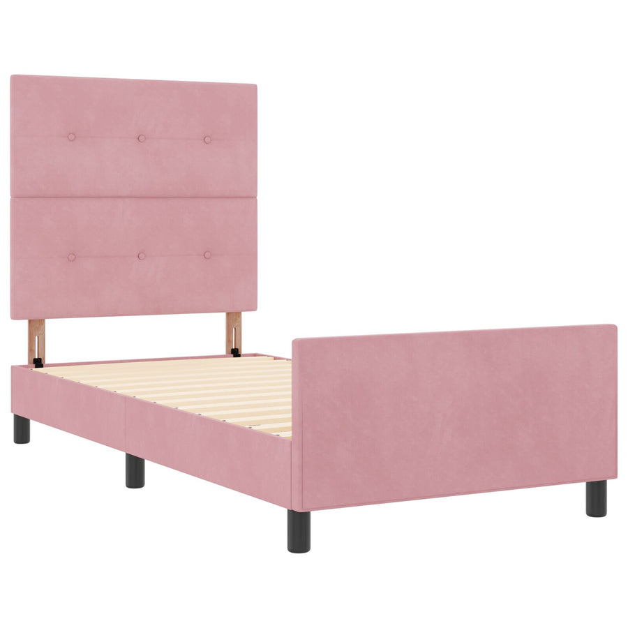 Bedframe Roze 100X200 Cm Fluweel Crème