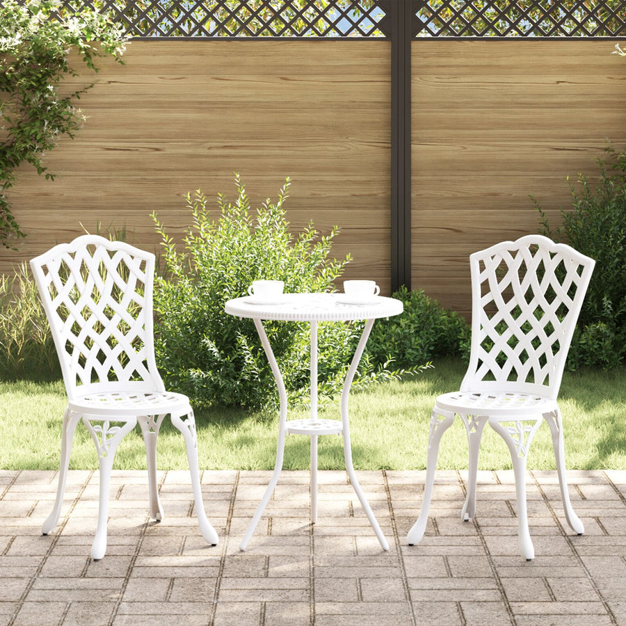 3-Delige Tuin Bistro Set Te Gietaluminium Wit