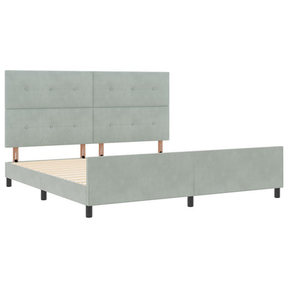 Bedframe Lichtgrijs 200X200 Cm Fluweel Crème