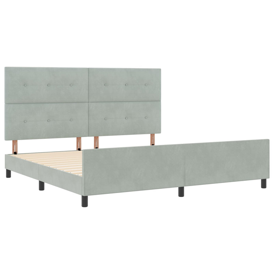 Bedframe Lichtgrijs 200X200 Cm Fluweel Crème