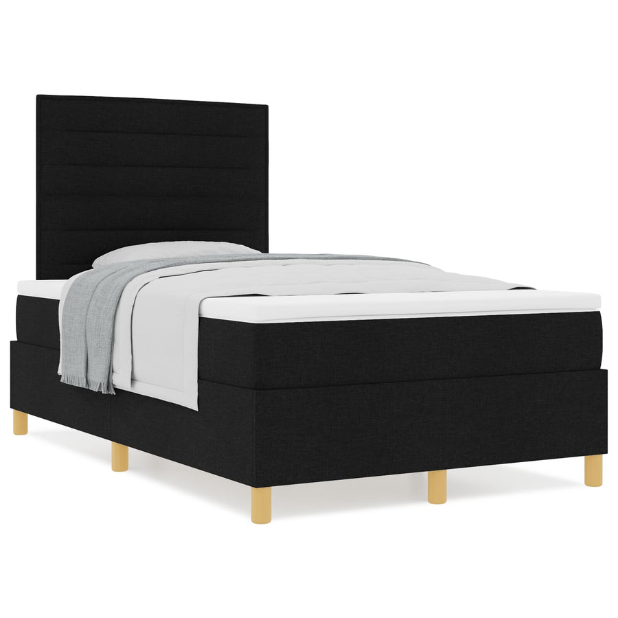 Boxspring Bed Met Matras Zwart 120X200 Cm Stof Blauw
