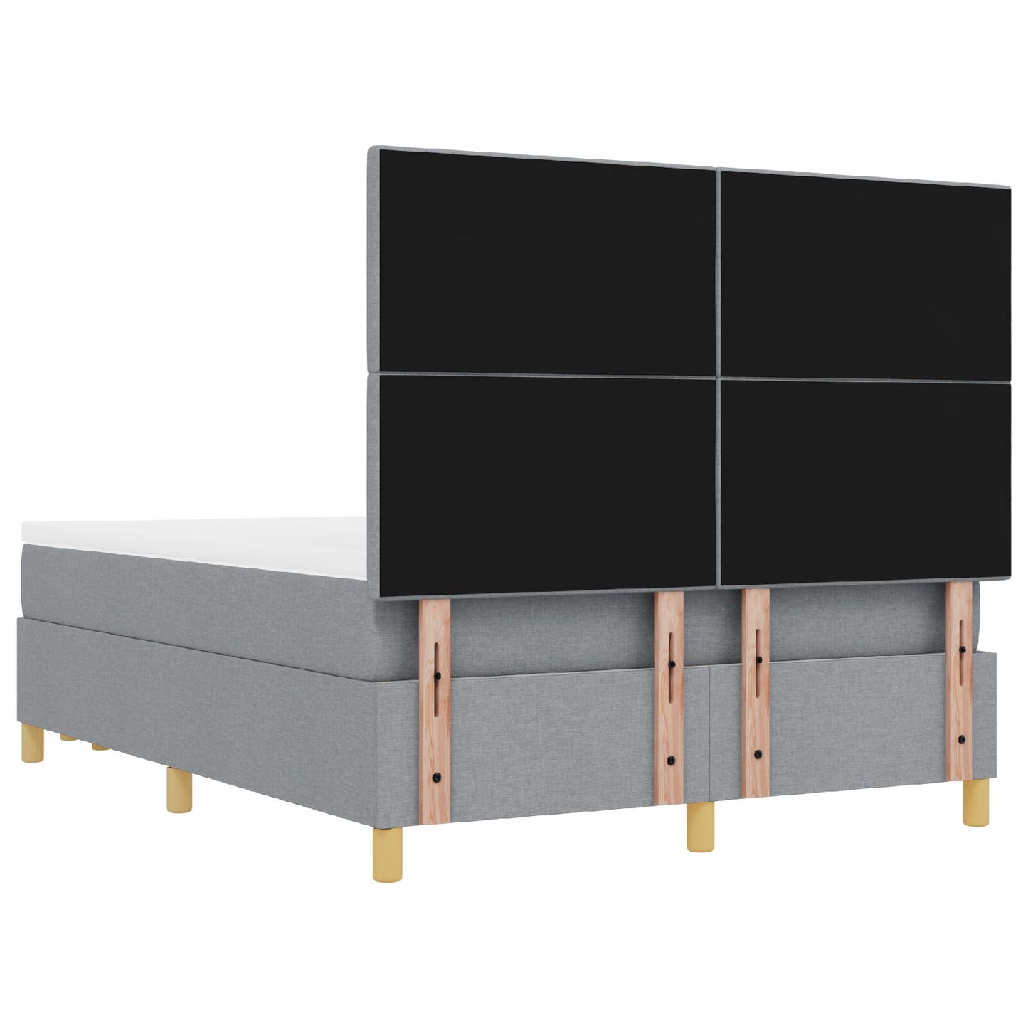 Boxspringbed Met Matras & Bank Stof Lichtgrijs 160 x 200 cm Knoopgestikt