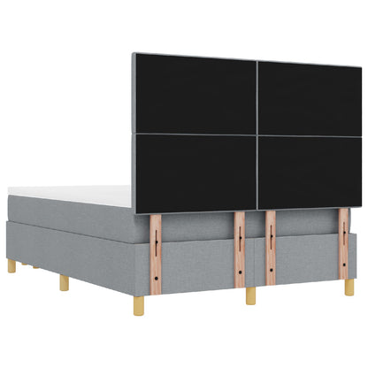 Boxspringbed Met Matras & Bank Stof Lichtgrijs 160 x 200 cm Knoopgestikt