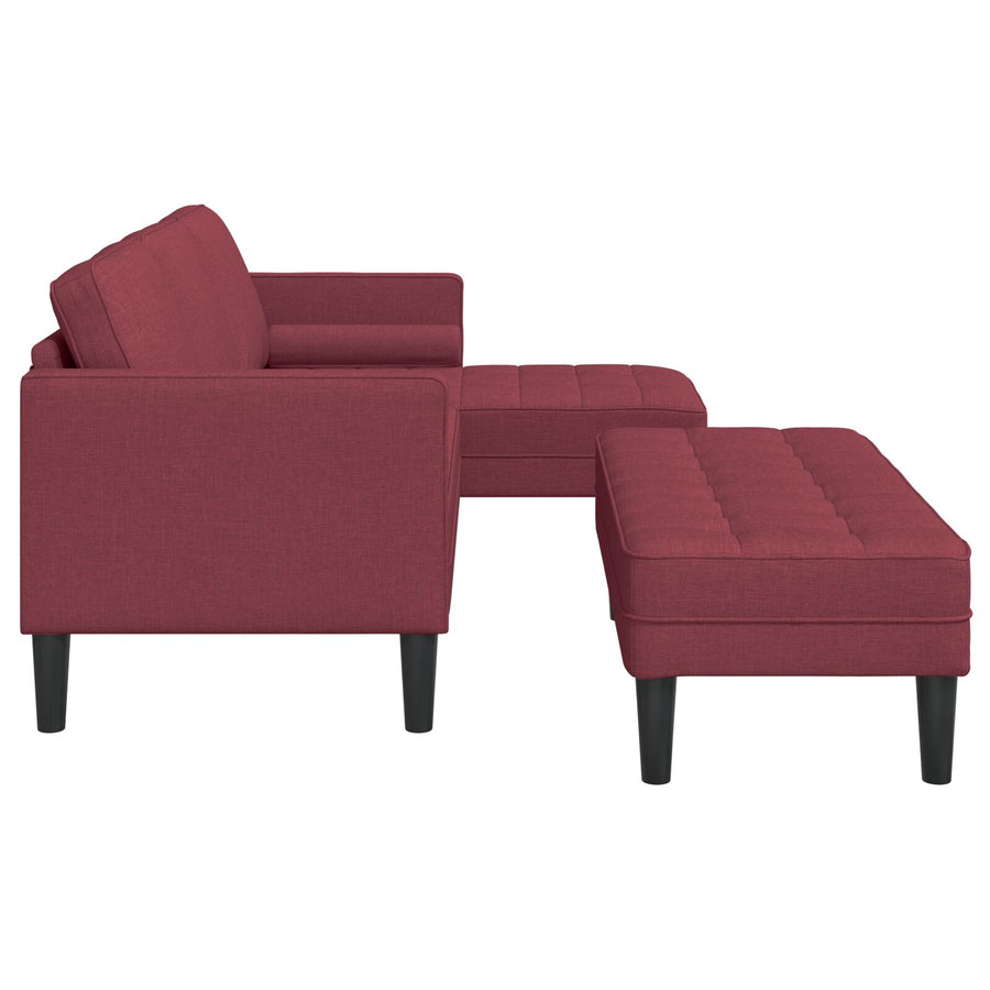 2 Delige Sofa Set Met Kussens In Bordeauxrood Stof Bordeauxrood. L-vormige sofa + bank