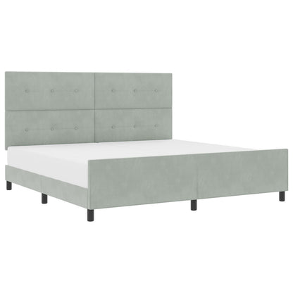 Bedframe Lichtgrijs 200X200 Cm Fluweel Crème