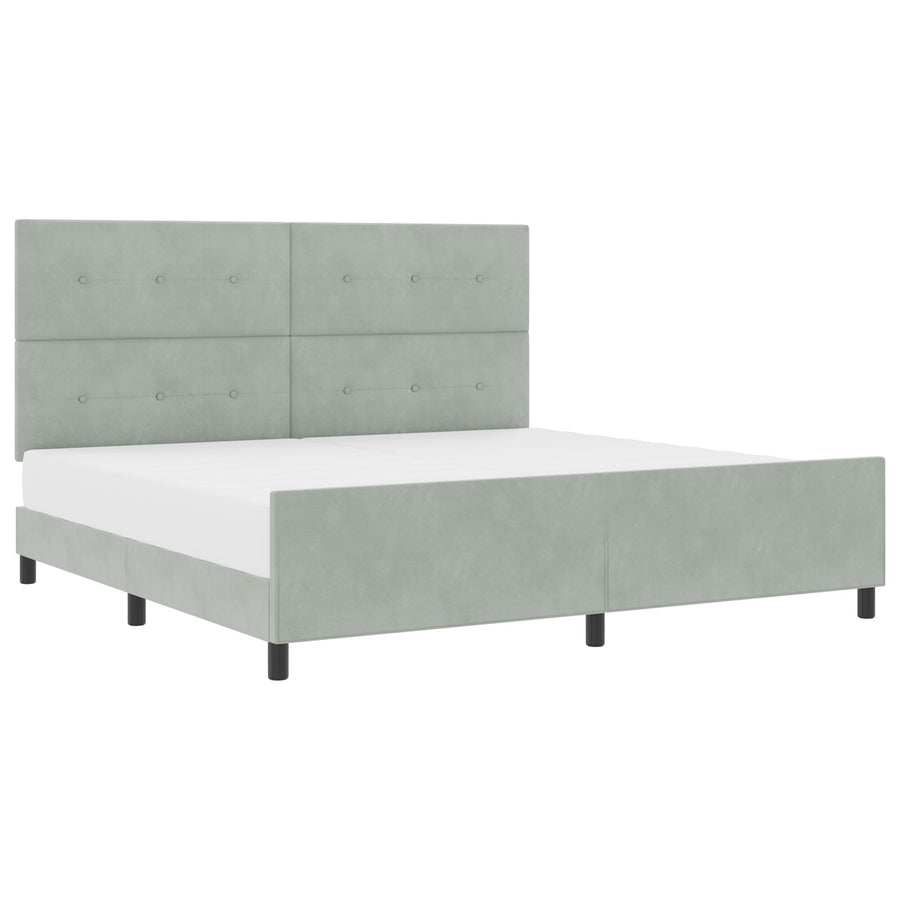Bedframe Lichtgrijs 200X200 Cm Fluweel Crème