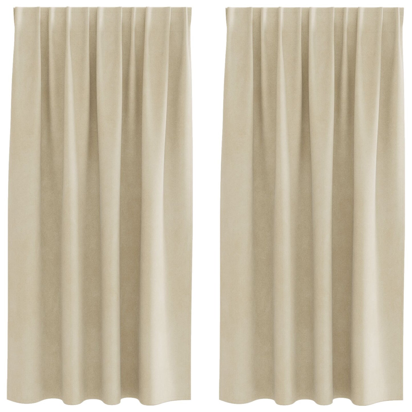 Zwarte Gordijnen Met Topband 2 Stuks Fluweel Crème 140 x 175 cm metgestikte tape