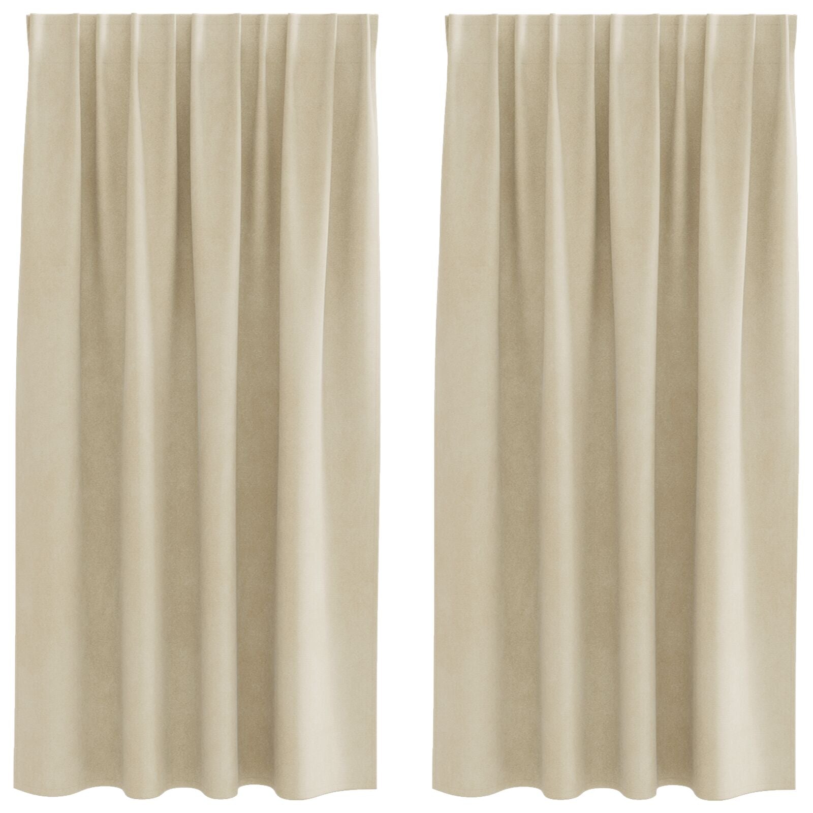 Zwarte Gordijnen Met Topband 2 Stuks Fluweel Crème 140 x 175 cm metgestikte tape