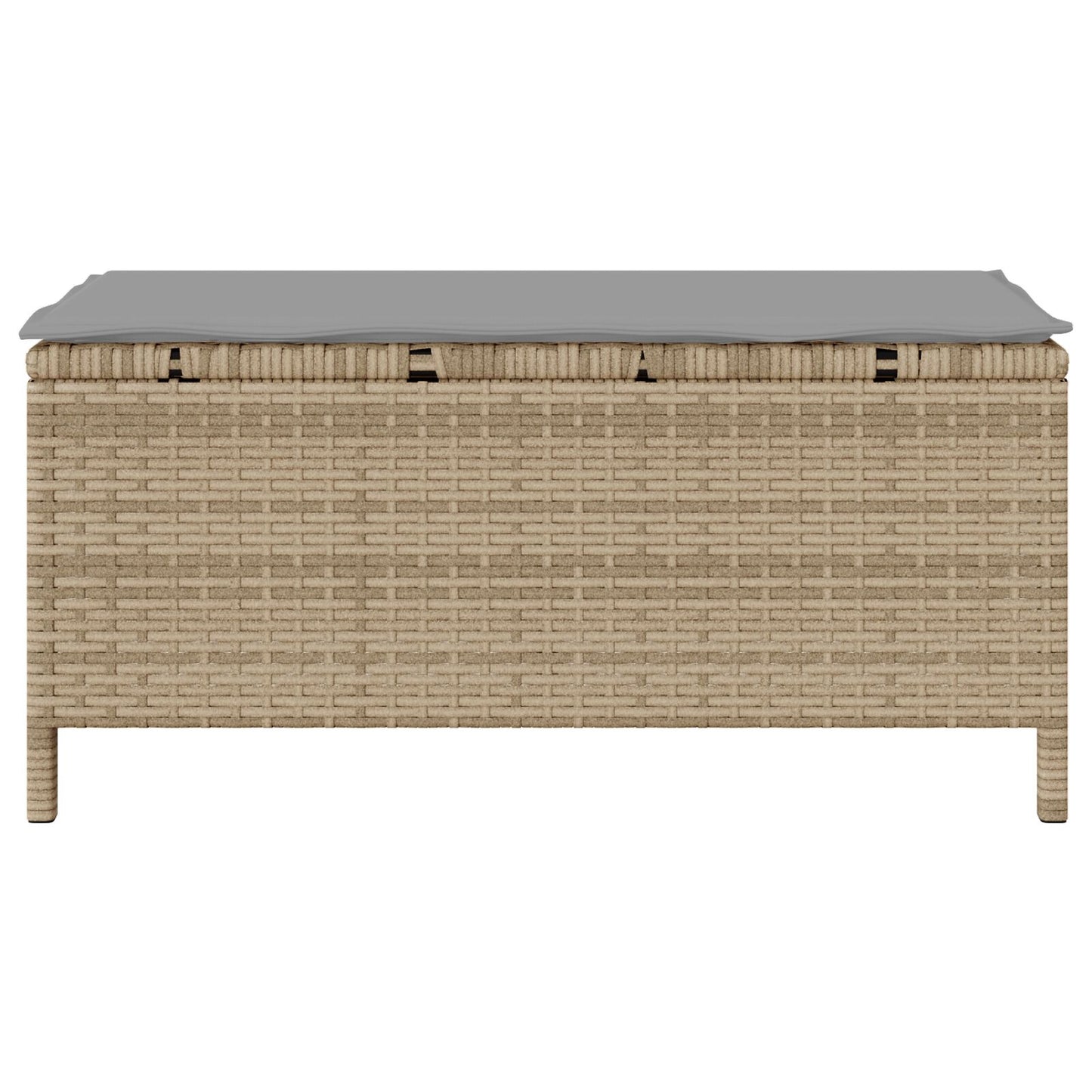 3-Delige Tuin Eettafelset Met Kussens Poly Rattan Acacia 100 cm Beige en grijs 2 krukken