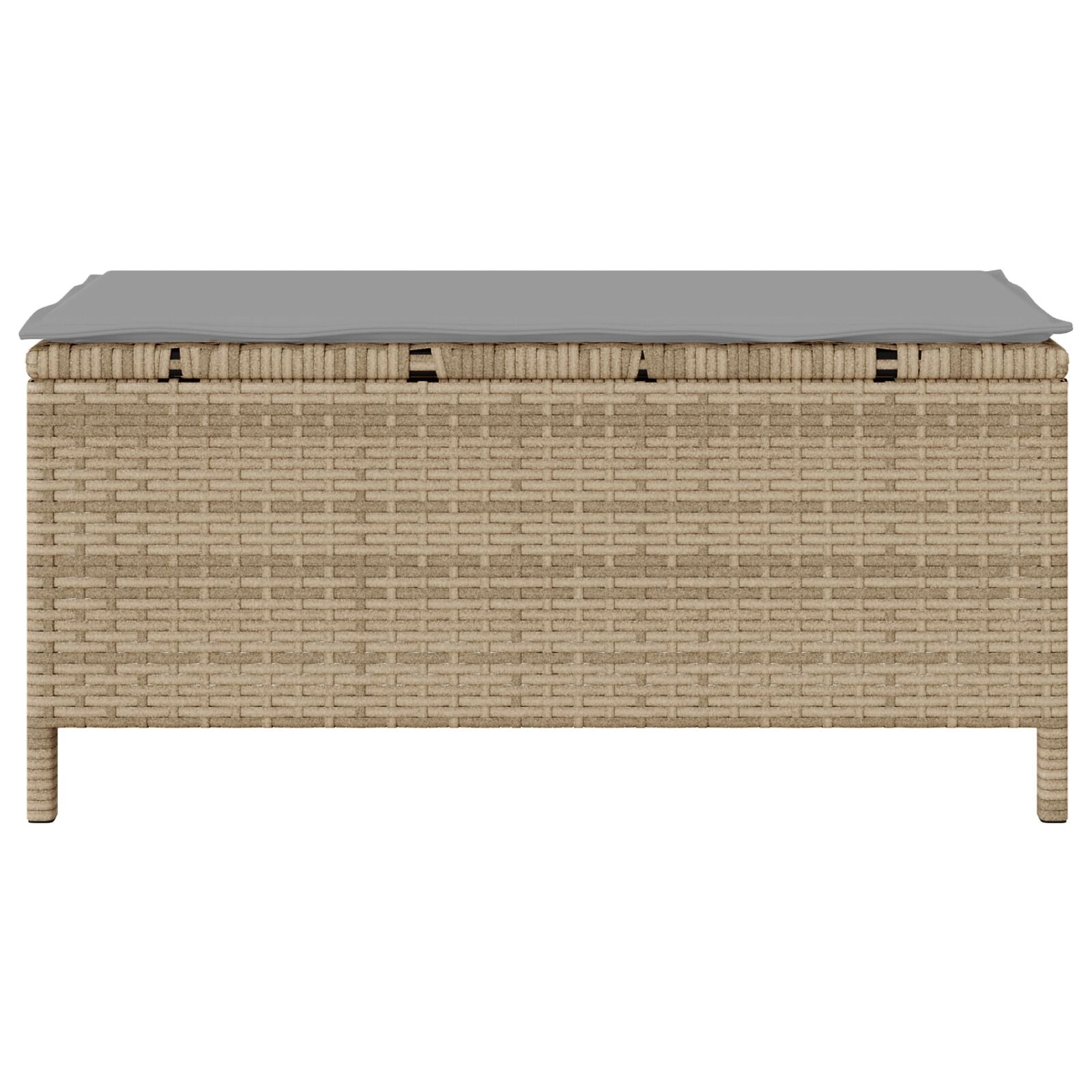 3-Delige Tuin Eettafelset Met Kussens Poly Rattan Acacia 100 cm Beige en grijs 2 krukken